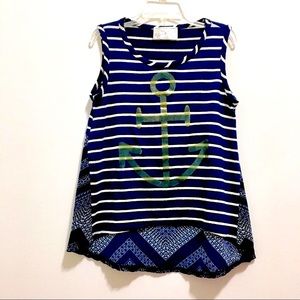 Pony Tails Girl’s Sleeveless Top with Anchor
